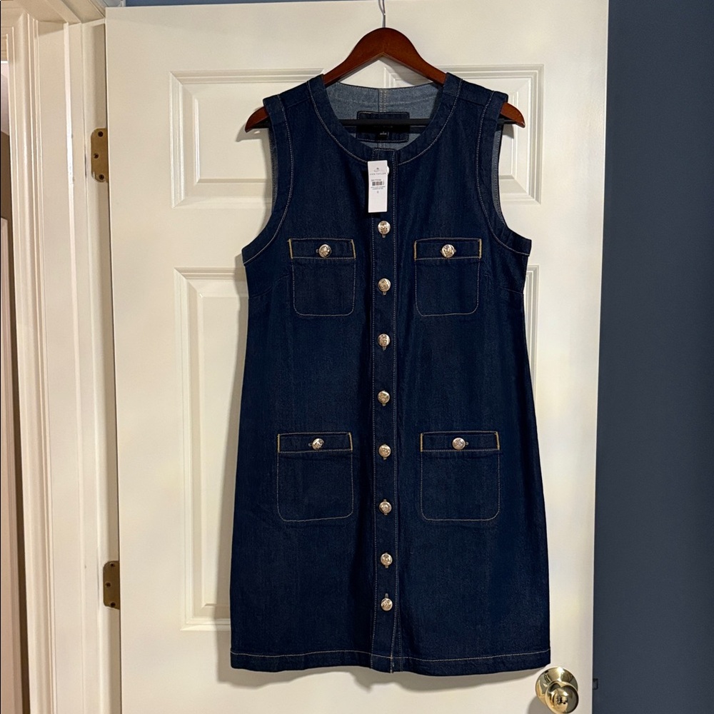 Ann Taylor Dark Blue Sleeveless Mini Dress